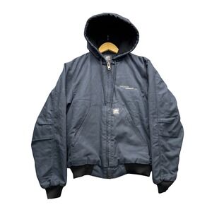 Berne HJ51ND Hooded Work Jacket Mens S Regular Navy Blue Quilted Lined Outdoor